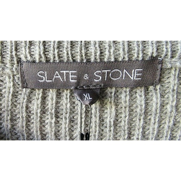 SLATE And Stone Men's Size XL Gray Striped Wool Blend Pullover Sweater - Picture 3 of 5